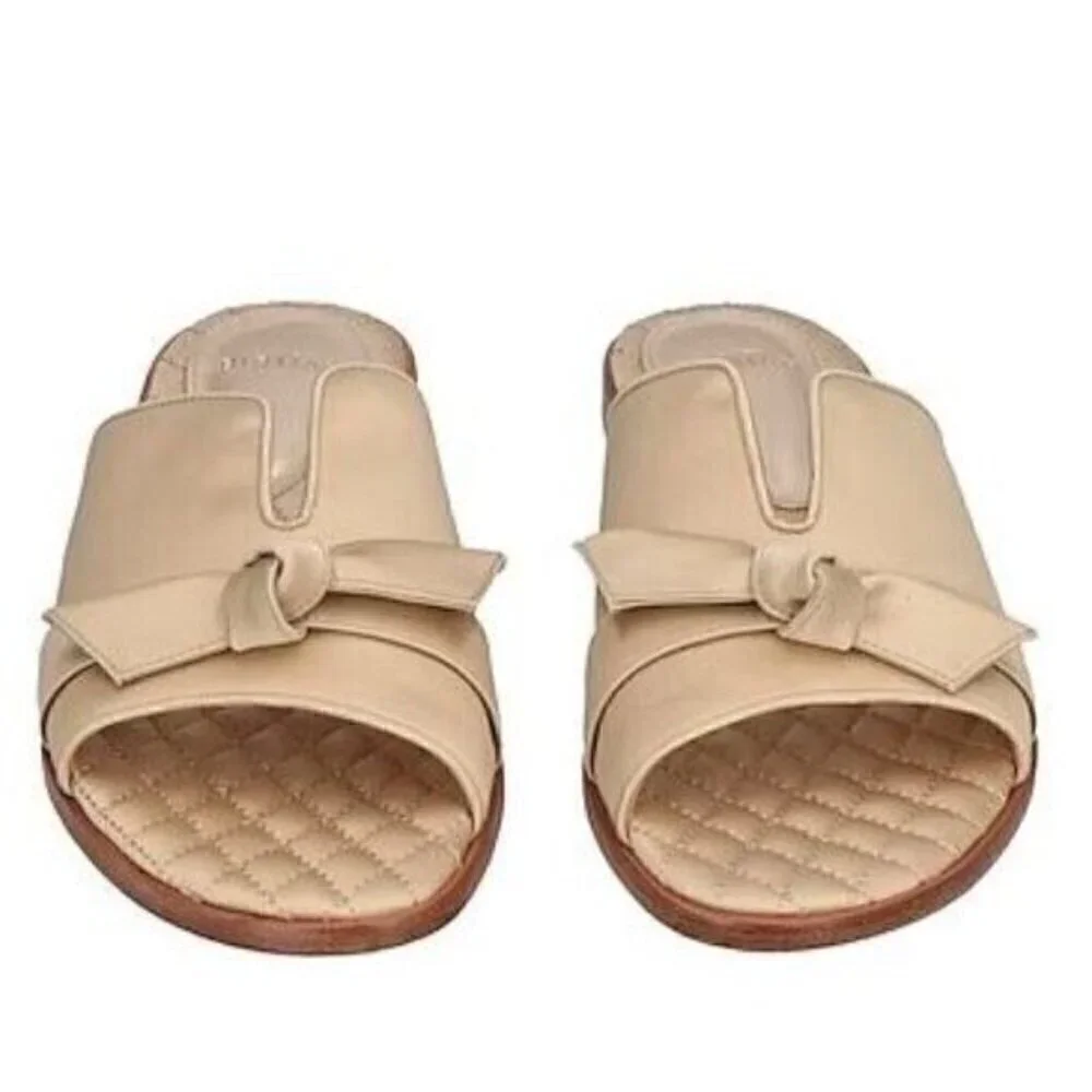 ALEXANDRE BIRMAN womens size 8.5 Clarita bow-embellished satin slides